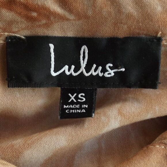 LULUS Shirt Dress, XS, Rust Brown Tie-dye, Short sleeve, button front, Rayon - Picture 11 of 14